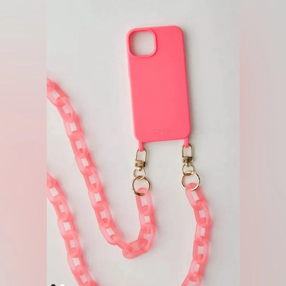 Pink Crossbody iPhone 14 Phone Case Chain link Strap
